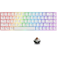 Pearl Shop K685T Mekanik 82 Tuşlu Gaming Oyuncu Klavyesi-Rgb-Hot Swappable Beyaz- Brown Switch