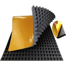 Pearl Shop Evi Piramit Sünger 100X100CM Yapışkanlı Akustik Ses Yalıtım Süngeri 40MM