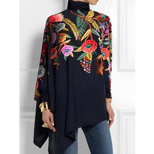 Arben Boutique Kadın Uzun Kollu Balıkçı Yaka Asimetrik Kesim Mikro Bluz