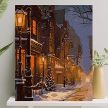 Pearl Shop Hobi Sanat Sayılarla Boyama Tuval Seti Fırça Boya Dahil (Çıtalı) 40X50 cm - Karlı Cadde