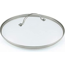 Pearl Shop Evrensel Cam Kapak, Kızartma Tavası ve Tencere Için, Paslanmaz Çelik Saplı, Bulaşık Makinesinde Yıkanabilir – 20 Cm, Şeffaf