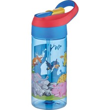 Pearl Shop Fiftyfifty 500ML Tritan Kalın Pipetli Çocuk Okul Su Matarası Mavi