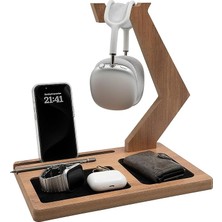 Pearl Shop Kulaklık Tutucu Organizer, Oyuncu Kulaklık Standı, Ahşap Kulaklık Askısı