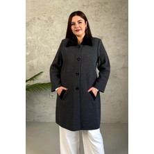 Modaplaza Kadın Yakası Kürklü Uzun Triko Hırka