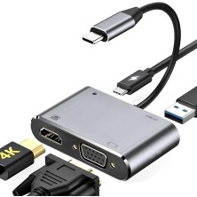 Pearl Shop CF02 Macbook Uyumlu Type-C™ To 4K Ultra Hd 1080P Hdmı/vga/pd Şarj/usb 3.0 4ın1 Çevirici Hub Adaptör