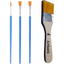 Pearl Shop 4'lü Fırça Seti 1 Paket 3 Numara Zemin Fırçalı Set Akrilik Boya Yağlı Boya Guaj Boya Sulu Boya Sanatsal