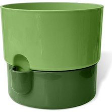 Pearl Shop Dora Saksı Tabaklı Çiçek Kaktüs Saksısı Parlak Plastik Saksı (Yeşil, 2 Litre)