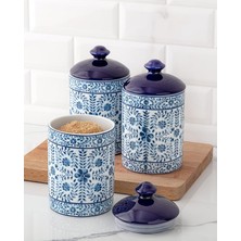 Pearl Shop Coco Papillon 3'lü Baharatlık Seti, Mavi &amp; Beyaz