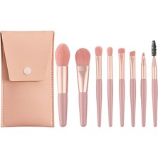 Pearl Shop Makyaj Fırça Seti, Pu Çanta ile 8 Adet Seyahat Kozmetik Fırça Setimini Boyut Taşınabilir Yumuşak Makyaj Fondöten Göz Farı Yüz Gözler Kızlar ve Kadınlar Için Kozmetik Araçları (Mercan Pembesi)