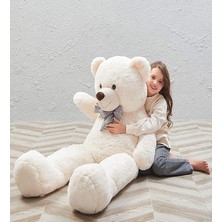 175 cm Papyonlu Dev Boy Peluş Ayı -% 100 Yerli Beyaz