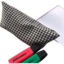 Pearl Shop Yıkanabilir Fermuarlı Tek Gözlü Bez Kalemlik Kalem Kutusu Cüzdan Makyaj Çantası Bez Kalem Kesesi (Lacivert)