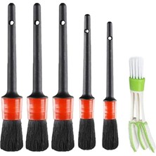 Pearl Shop Detay Fırçası Otomobil Detay Fırçası Seti (5+1'li Paket) Tekerleklerin, Motorların, Iç Mekanın, Amblemlerin, Iç ve Dış Yüzeylerin, Havalandırma Temizlenmesi