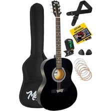 Pearl Shop RG-530BK Kaliteli Siyah 40 Inç Akustik Gitar Seti 4/4 Yetişkin