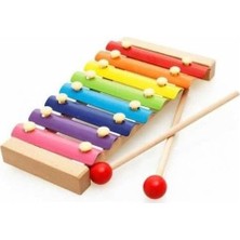 Ahşap Ksilofon 8 Nota 8 Ton 8 Tuşlu Sesli Selefon Oyuncak 25X13 cm