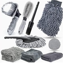 Pearl Shop Polham 9 Parçalı Araba, Motorsiklet Için Detaylı Temizleme Seti, Oto Bakım Seti, Mikrofiber Set