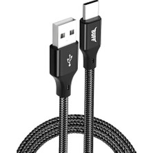 Pearl Shop BL71 USB To Type-C 2.4A 1.2m Örgülü Data ve Şarj Kablosu (Siyah)
