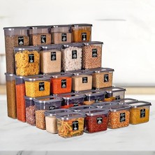 Pearl Shop Adet 72 Parça 1,2-2,0-3,2 Litre Dikdörtgen Erzak Bakliyat Saklama Kabı Seti 60 Etiketli Çeyiz Set