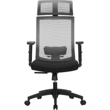 Pearl Shop Ofis Koltuğu, File Kaplamalı Masa Sandalyesi, Ayarlanabilir Bel Desteği, Koltuk Başlığı ve Kolçaklar, 120'YE Kadar Ayarlanabilir Eğim Açısı, Gri OCN55BG, 6660 (97-105,5) cm