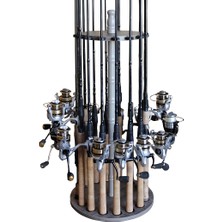 Pearl Shop Creek Creations Dikey Olta Tutucu Yuvarlak Depo Zemin Rafı – Garaj Depolama Için 16 Olta Kombinasyonunu Saklayın – Sağlam Konstrüksiyon, Aletsiz Montaj