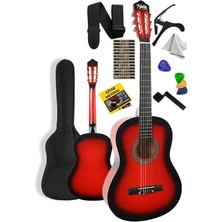 Pearl Shop CG-34RD Kaliteli 34 Inç 1/2 Juniur Çocuk Gitarı 4-8 Yaş Arası (Çanta Capo Nota Sticker Askı Pena Metod)