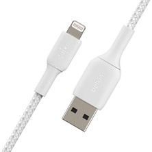 Pearl Shop Örgülü Lightning Kablosu (Iphone, Ipad, Airpod'lar Için Boost Charge Lightning - USB Kablosu) Mfi Sertifikalı iPhone Şarj Kablosu, Örgülü Lightning Kablosu (1 M, Beyaz)