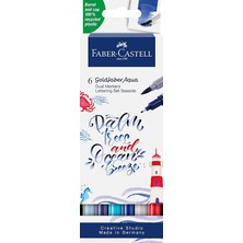 Pearl Shop Goldfaber Aqua Çift Uç Markör Kaligrafi 6’lı Seaside, Fırça ve Fineliner, Solmaya Dayanıklı Mürekkep, Çevre Dostu