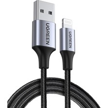 Pearl Shop Mfi Lisanslı Usb-A &amp; Lightning Örgülü Data ve Şarj Kablosu, 2 Metre, Siyah, ‎60158