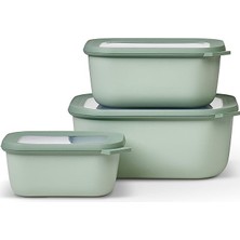 Pearl Shop Çok Kaseli Cirqula Dikdörtgen 3 Parçalı Set (750+1500+3000)- Nordic Sage