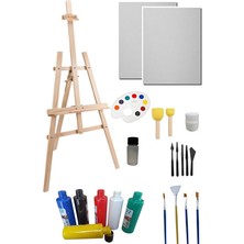 Pearl Shop Doğal Seramik Hamuru Resim Başlangıç Seti -Büyük Şövale (Şövalye), 2 Tuval (Tual Seti), Ressam Resim Seti Karışık