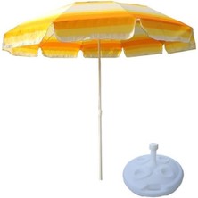 Pearl Shop Kalite 10 Telli Eğilebilir 2 mt Plaj Şemsiyesi Bidon Dahil Turuncu Gökkuşağı