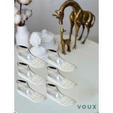Voux Desenli Kırık Beyaz Tül Kadın Babet Çorap 6 'lı
