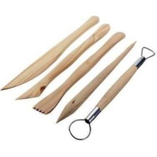 Pearl Shop Ahşap Ebeşuar Seti, Modelaj Kalemi, 5 Parça, Tasarım, Dip Alma, Seramik ve Kil Çalışmaları