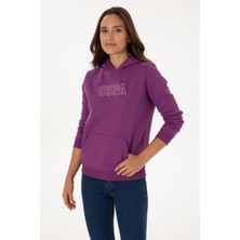 U.S. Polo Assn. Kadın Menekşe Şardonlu Kapüşonlu Basic Sweatshirt 50313566-VR037