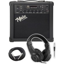 Pearl Shop MGA-25BKBT-HD Şarjlı Elektro Gitar Amfisi 25 Watt USB Bluetooth Distortion Kulaklık ve Kablo