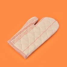 Tarçın Fırın Eldiveni - Ekru / Kiremit - 17X30 cm