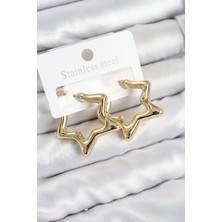 Dktt Pirinç Yıldız Model Gold Renk Kadın Küpe - TJ-BKP11012