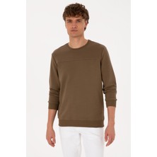 U.S. Polo Assn. Erkek Bisiklet Yaka Regular Fit Haki İnce Sweatshirt 50315455-VR027