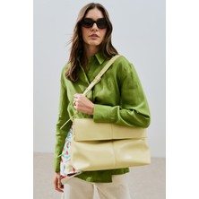 Manuka Kapaklı Tote Deri Çanta Sarı