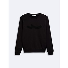 LTB Uzun Kollu Bisiklet Yaka Sıgn Baskılı Siyah Sweatshırt