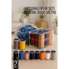 Butik Hsnet Dikiş Ipliği Seti - 10 Renk 2000 mt Kutulu Mezuralı Dikiş Seti