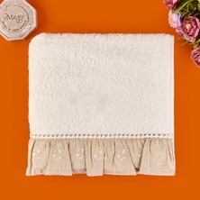Matmel Soft French Cottage Twin Çiçek Desenli Yüz Havlusu - Ekru - 50X90 cm