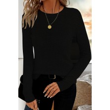 Gökyüzü Moda Kadın Uzun Kollu Bisiklet Yaka Triko Kazak