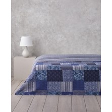 English Home Bleublanc Patch Tek Kişilik Çok Amaçlı Örtü 160X220 cm Mavi