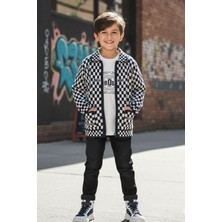 Miniğimin Cicileri Damalı Triko Hırkalı Erkek Çocuk 3 lü takım - Antrasit