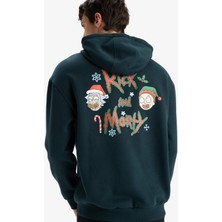 DeFacto Rick and Morty Boxy Fit Kapüşonlu Sırt Baskılı Sweatshirt F2247AX25WN