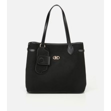 Hotiç 03CAH316420A100 KADIN Süet Siyah Aksesuarlı Mini(Çapraz) Çanta