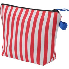 IKEA Skogssallat Makyaj Çantası Kırmızı Beyaz Çizgili