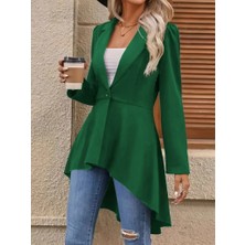 Tiana Kadın Uzun Kollu Yakalı Önden Düğmeli Uzun Atlas Blazer Ceket