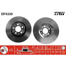 TRW DF4339 Fren Diski On 30636074 306360743 30736406 (2 Adet Fiyatıdır)