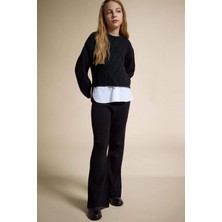 DeFacto Beli Lastikli Flare Fit Triko Pantolon Kız Çocuk F3823A825WN